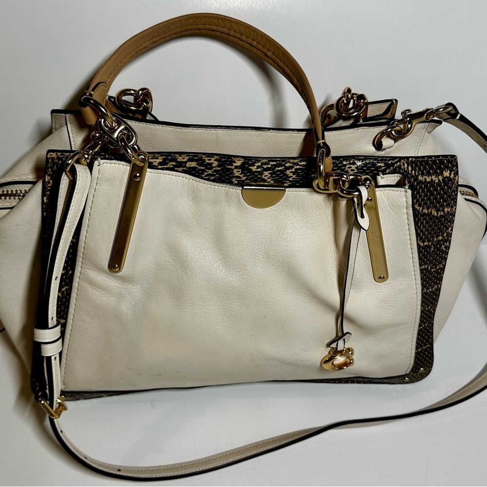 Coach Dreamer 36 Satchel Bag In Colorblock With Snakeskin Detail Rare